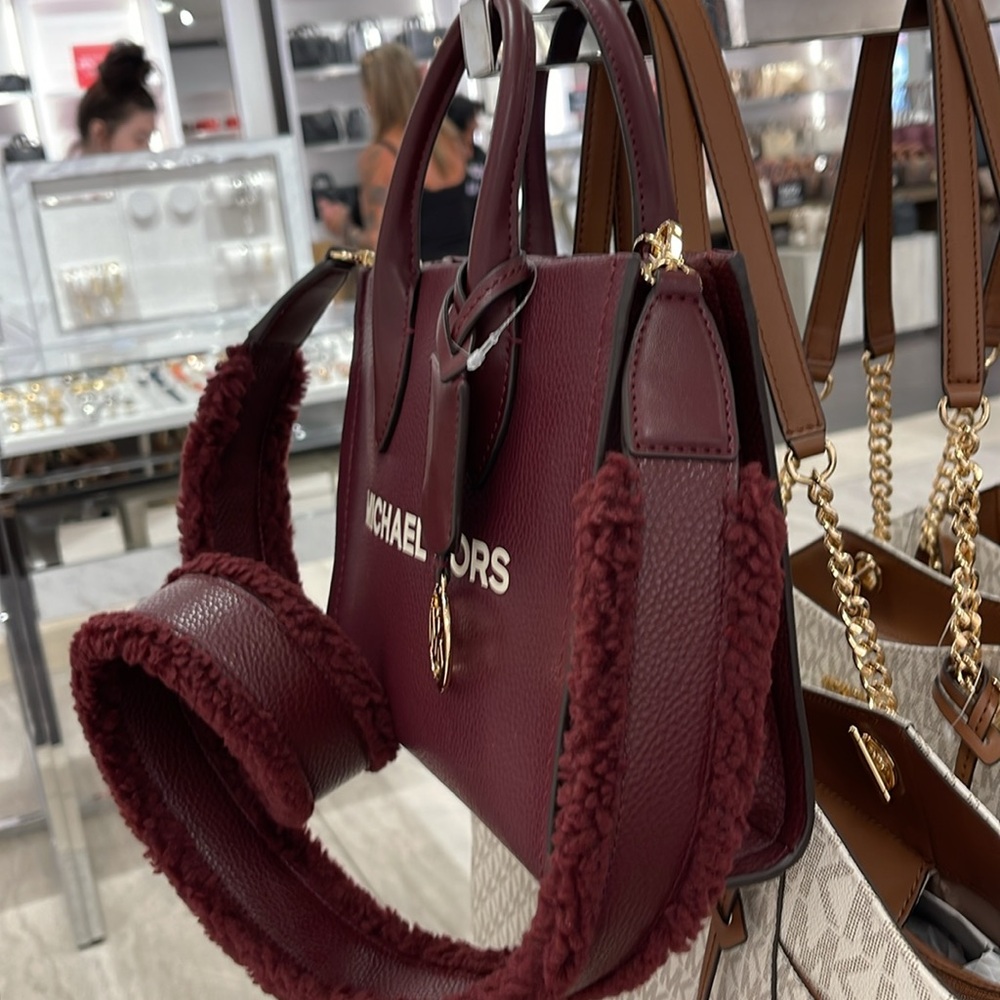 Michael Kors Mirella Small Pebbled Leather Shopper Top Zip Crossbody XBody Bag - Picture 13 of 16